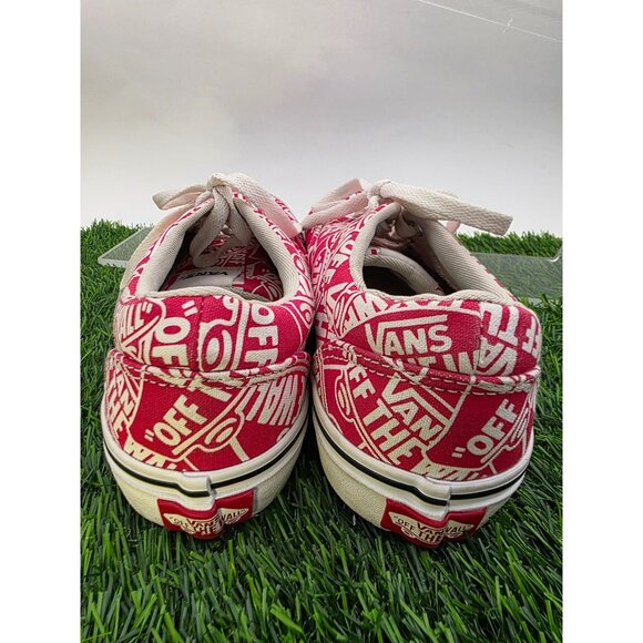 Kids Vans Off The Wall Logo Red & White Canvas Lace-Up Sneakers Youth sz 3.5 - Picture 2 of 8